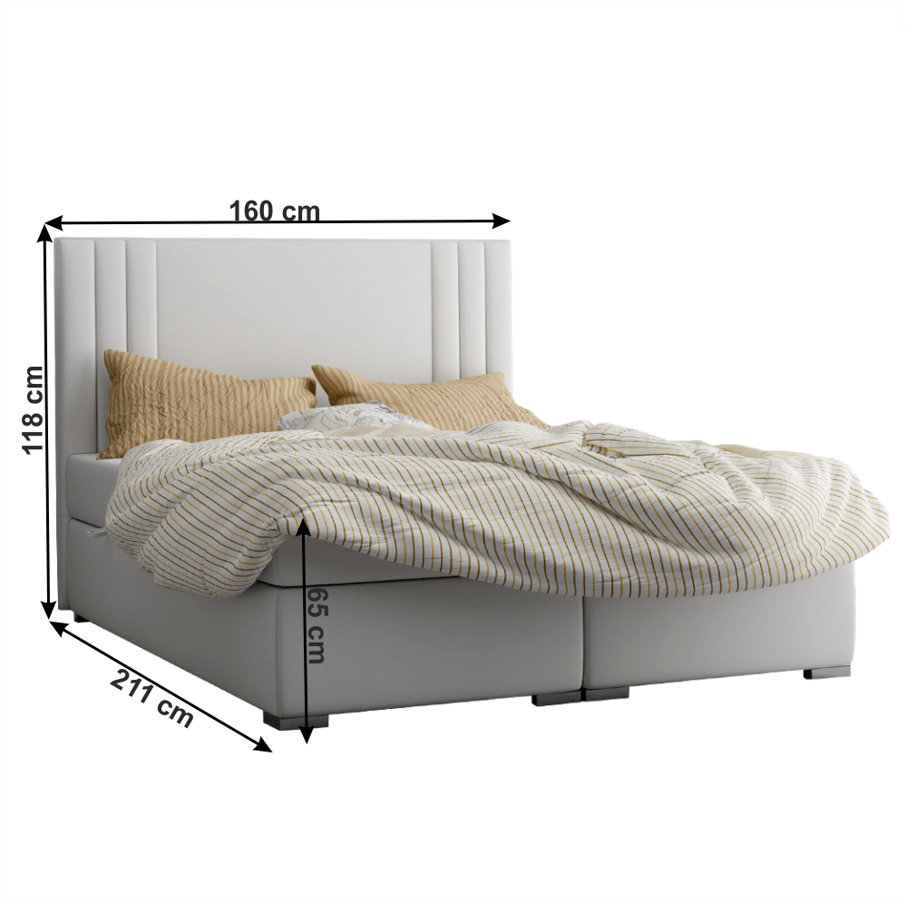 Pat Tapitat boxspring, gri deschis, 160×200, CARINA - imagine 3
