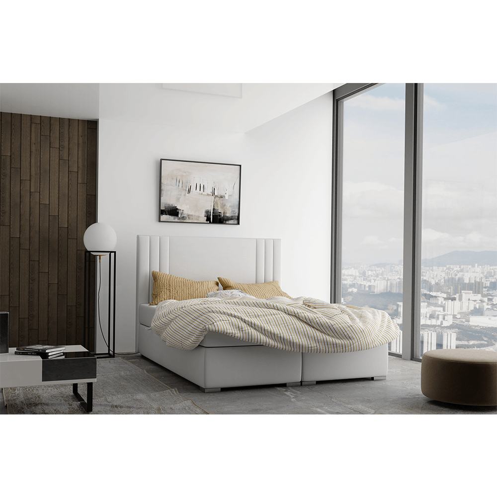 Pat Tapitat boxspring, gri deschis, 160×200, CARINA