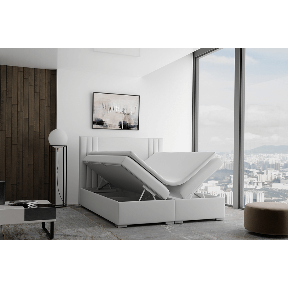 Pat Tapitat boxspring, gri deschis, 160×200, CARINA - imagine 4